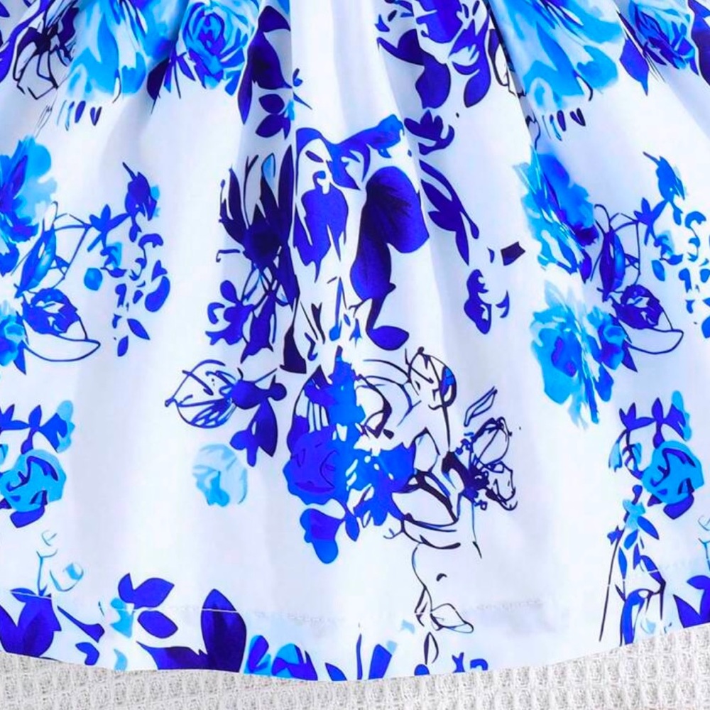 🆕 Baby Girl Summer Ruffled Sleeve Floral Patchwork Dress - Picture 5 of 7